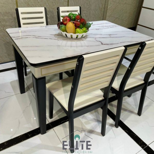 Bộ bàn ăn gỗ mặt đá 6 ghế - ELA22